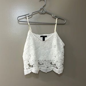 White embroidered top (cropped) from Forever 21 - size S